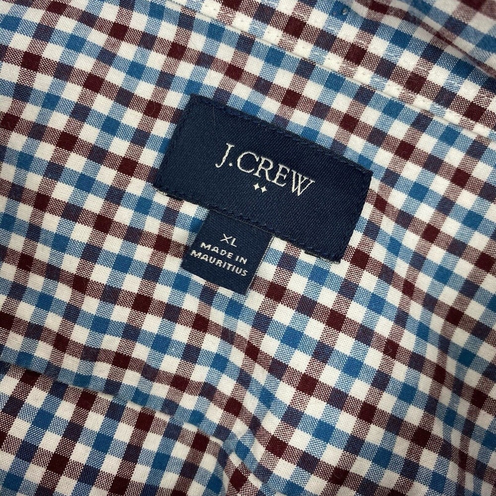 J. Crew Men's Navy Red Plaid Cotton Long Sleeve Button Down Shirt Size XL Slim - Picture 2 of 5